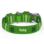 Personalized Four Leaf Clover Adjustable Dog Cat Collar with Metal D-ring and Buckle Lucky Pet Accessory St Patrick's Day Gift for Pet Lover and Owner