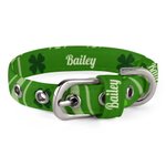 Personalized Four Leaf Clover Adjustable Dog Cat Collar with Metal D-ring and Buckle Lucky Pet Accessory St Patrick's Day Gift for Pet Lover and Owner