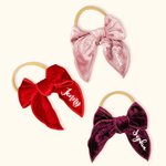Personalised Baby Girl Velvet Bow Headband with Name Multicolour Hair Accessory Baby Shower Gift for Toddler New Mother