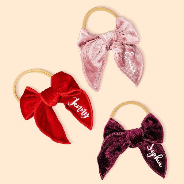 Personalisierte Baby Mädchen Samtschleife Stirnband mit Namen Multicolor Haar Accessoire Baby Dusche Geschenk für Kleinkind neue Mutter