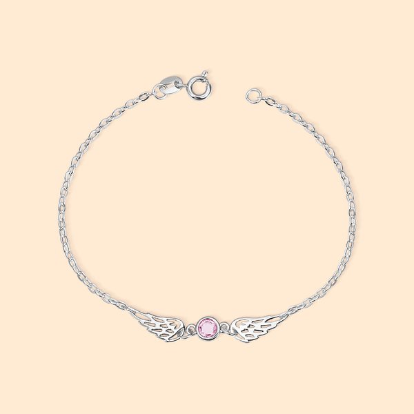 Personalizada Dainty Birthstone Angle Wing Bracelet Memorial Remembrance Gift for Loss of Loved One