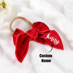 Personalised Baby Girl Velvet Bow Headband with Name Multicolour Hair Accessory Baby Shower Gift for Toddler New Mother