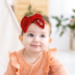 Personalised Baby Girl Velvet Bow Headband with Name Multicolour Hair Accessory Baby Shower Gift for Toddler New Mother