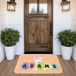 Paillasson de bienvenue personnalisé avec nom et œuf de lapin de Pâques Cadeau de décoration pour la famille
