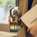 Personalised Book Dragon 20oz Skinny Tumbler with Straw and Name Birthday Gift for Book Lovers Readers