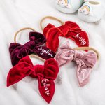 Personalised Baby Girl Velvet Bow Headband with Name Multicolour Hair Accessory Baby Shower Gift for Toddler New Mother