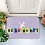 Paillasson de bienvenue personnalisé avec nom et œuf de lapin de Pâques Cadeau de décoration pour la famille