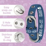 Personalised Multicolour Adjustable Dog Collar with Paw Heart Bone Pattern and Text Gift for Pet Lover