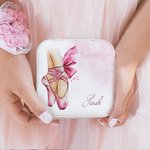Personalizzato Acquerello Pantofole da balletto Portagioie in pelle con nome Accessorio da viaggio portatile Regalo di compleanno per ragazze