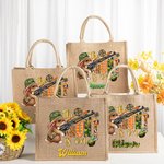 Personifierad The Hunt Is On Jute Toteväska med kamouflagehare och namn Påskpresent till barn