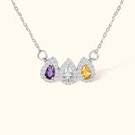 Personalised Family Drop Shape 1-12 Birthstones Necklace Gift for Her