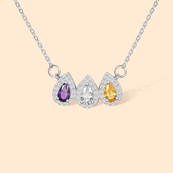 Collana personalizzata di famiglia a forma di goccia con 1-12 pietre di nascita, regalo per lei