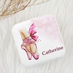 Personalizzato Acquerello Pantofole da balletto Portagioie in pelle con nome Accessorio da viaggio portatile Regalo di compleanno per ragazze