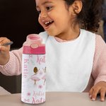 Personalized Pink Name Ballet Girl 12oz Tumbler with Push Button Lid and Silicone Straw Birthday Gift for Ballerina Dance Lover