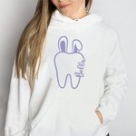 Personalised Bunny Ears Teeth Pattern Sweatshirt Hoodie T-Shirt with Name Easter Gift for Dentist