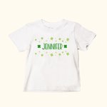 Personalized Lucky Four Leaf Clover Colourful Kid T-shirt with Name Birthday St. Patrick's Day Gift for Children