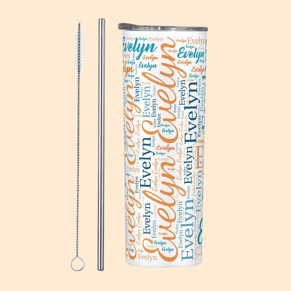 Vaso personalizado con nombre en forma de nube de colores de 20 oz con tapa, pajita y cepillo de limpieza Regalo de cumpleaños para ella y para él