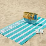 Personalized Quick Dry Soft Classic Stripe Microfiber Beach Towel with Name Summer Essential Gift for Family Kids