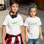 Personalized Lucky Four Leaf Clover Colourful Kid T-shirt with Name Birthday St. Patrick's Day Gift for Children