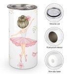 Tasse de danseuse rose personnalisée 12oz avec 2 couvercles Cadeau d'anniversaire pour enfant qui aime la danse