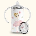 Tasse de danseuse rose personnalisée 12oz avec 2 couvercles Cadeau d'anniversaire pour enfant qui aime la danse