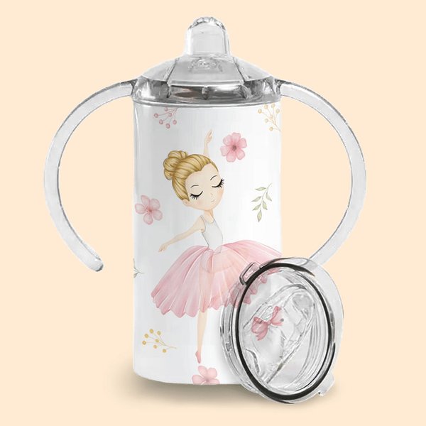 Tasse de danseuse rose personnalisée 12oz avec 2 couvercles Cadeau d'anniversaire pour enfant qui aime la danse