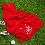 Personalised Lucky Four Leaf Clover Embroidered Golf Towel with Initials and Text Multicolour 100% Cotton Sport Accessory Gift for Golf Lover