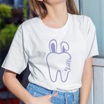 Personalised Bunny Ears Teeth Pattern Sweatshirt Hoodie T-Shirt with Name Easter Gift for Dentist