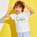 Personalized Lucky Four Leaf Clover Colourful Kid T-shirt with Name Birthday St. Patrick's Day Gift for Children