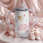 Tasse de danseuse rose personnalisée 12oz avec 2 couvercles Cadeau d'anniversaire pour enfant qui aime la danse