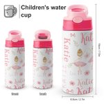 Personalized Pink Name Ballet Girl 12oz Tumbler with Push Button Lid and Silicone Straw Birthday Gift for Ballerina Dance Lover