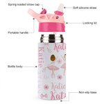 Personalized Pink Name Ballet Girl 12oz Tumbler with Push Button Lid and Silicone Straw Birthday Gift for Ballerina Dance Lover