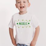 Personalized Lucky Four Leaf Clover Colourful Kid T-shirt with Name Birthday St. Patrick's Day Gift for Children