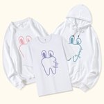 Personalised Bunny Ears Teeth Pattern Sweatshirt Hoodie T-Shirt with Name Easter Gift for Dentist