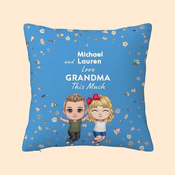 Personalised I Love Grandma This Much Throw Pillow Cover Multicolour Home Decoration Birthday Family Gift for Grandparent