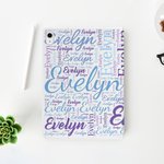 Personalised Colourful  Word Cloud Pad Case Protective Cover for iPad with Name Birthday Gift Back to School Gift for Women Men