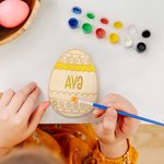 Oeuf de Pâques en bois gravé avec pinceau et peinture Cadeau de Pâques pour les enfants