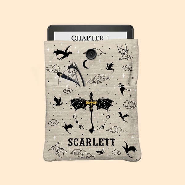 Funda protectora para libros personalizada Dragón Volador con bolsillo y nombre Regalo de cumpleaños Vuelta al cole para los amantes de los libros