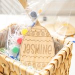 Oeuf de Pâques en bois gravé avec pinceau et peinture Cadeau de Pâques pour les enfants