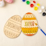 Oeuf de Pâques en bois gravé avec pinceau et peinture Cadeau de Pâques pour les enfants