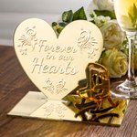 Personlig Forever in Our Hearts Hjärtformad bordsplakett med graverat namn Stol Minnesgåva för förlust av älskad