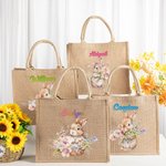 Bolsa de arpillera de yute con nombre para regalo de cumpleaños de Pascua para niños