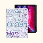 Personalised Colourful  Word Cloud Pad Case Protective Cover for iPad with Name Birthday Gift Back to School Gift for Women Men