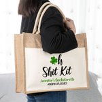 Kit personalizado Oh Shit Trébol de cuatro hojas Trébol Bolsa de yute Día de San Patricio Boda Despedida de soltera Regalo para chica