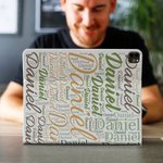Personalised Colourful  Word Cloud Pad Case Protective Cover for iPad with Name Birthday Gift Back to School Gift for Women Men