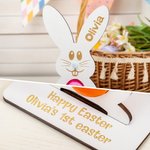 Personalized Cute Easter Bunny Egg Holder with Engraved Name Easter Home Decoration Gift for Kids