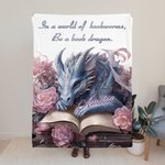 Couverture Personnalisée avec NomThème Dragon de Livre Floral Cadeau d'Anniversaire pour Lecteurs et Amoureux de Dragon