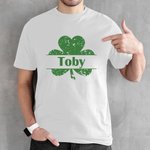Personlig Lucky Shamrocks Multicolor T-shirt Sweatshirt med namn St. Patrick's Day Present till familj vän