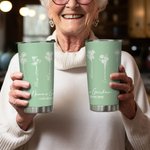 Personalizzato Nana's Garden 1-15 Bouquet di fiori di nascita 20 oz Tumbler con coperchio e spazzola per la pulizia della cannuccia Regalo di complean