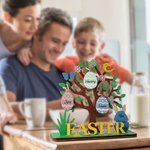 Panneau d'Arbre en Bois Personnalisé avec Nom ou Texte sur les Œufs Pâques Cadeau de Décoration pour Famille et Enfant